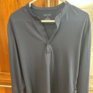 Ministry of Supply Men's Recycled Composite Merino Henley - Cadet Blue Size S